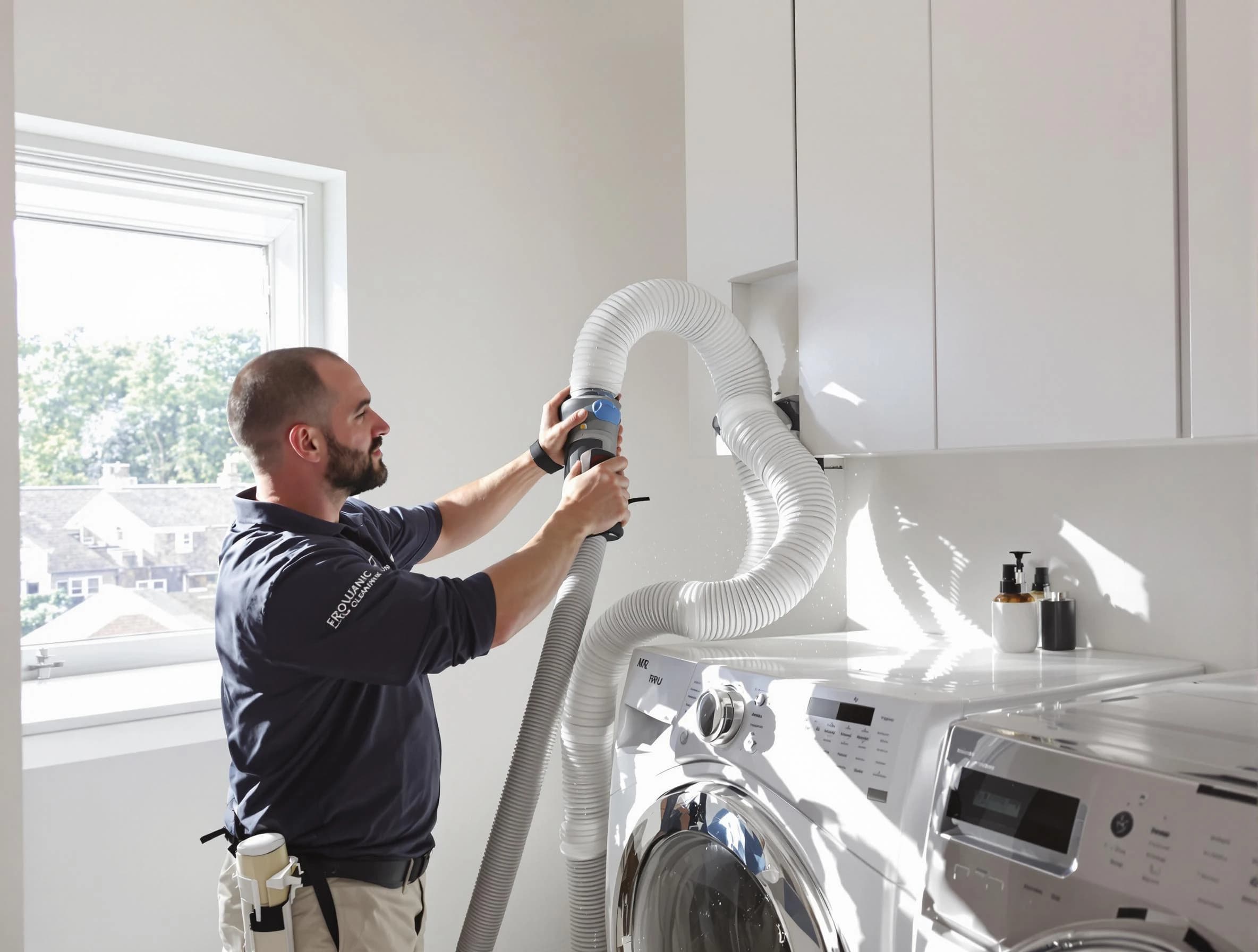 Certified Roswell Dryer Vent Cleaning technician performing dryer vent cleaning in Roswell