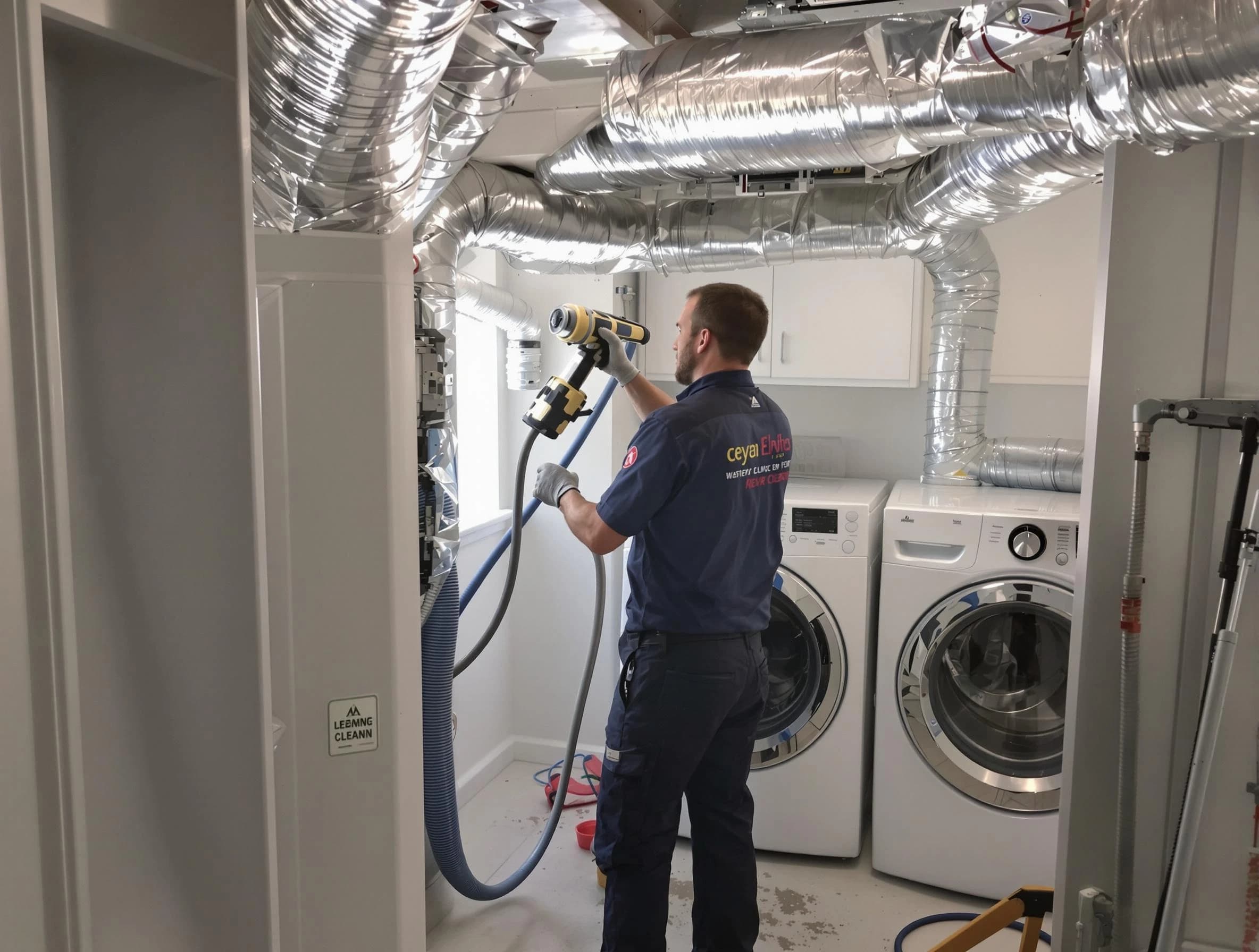 Roswell Dryer Vent Cleaning specialist using advanced equipment for thorough duct cleaning in Roswell