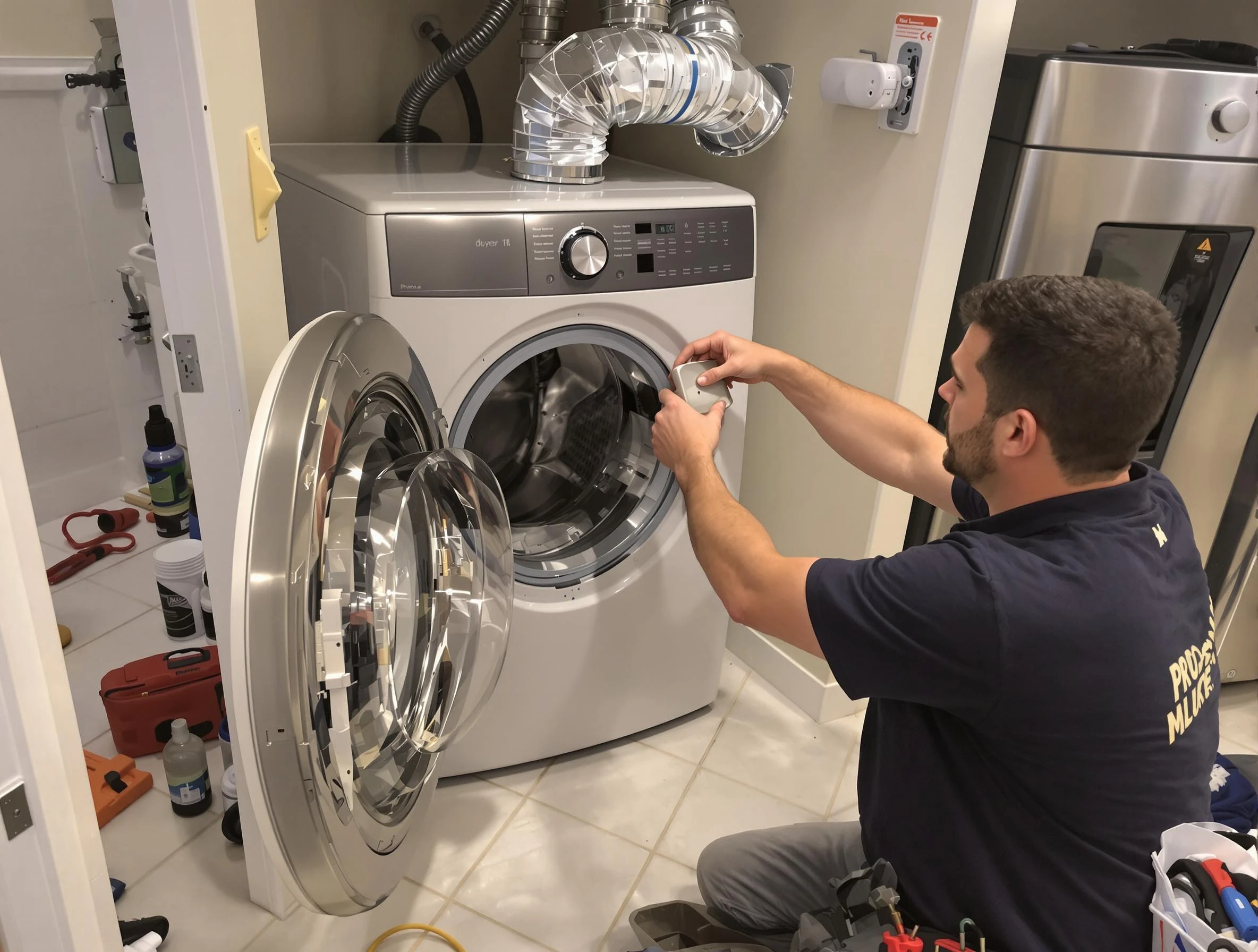 Roswell Dryer Vent Cleaning technician performing precise dryer vent hose installation in Roswell